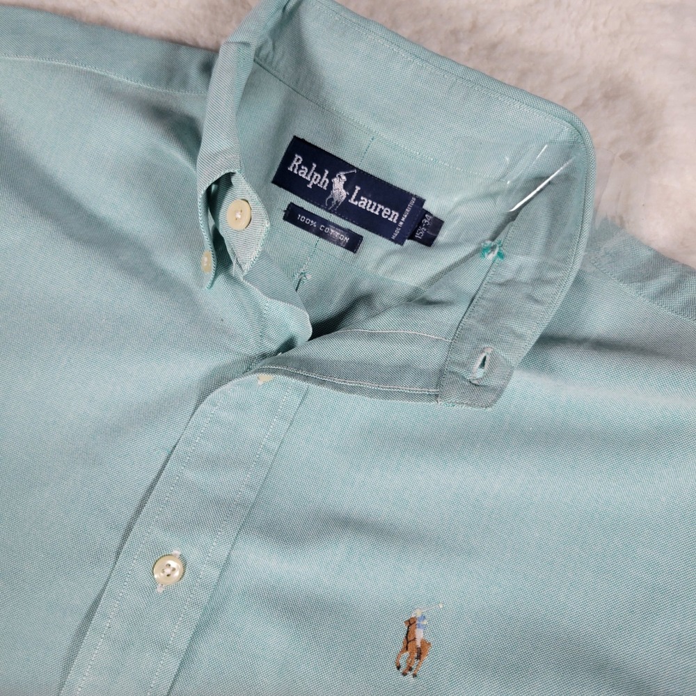 Ralph Lauren Oxford Shirt Mens 15.5 34 Seafoam Green Long Sleeve Button Down